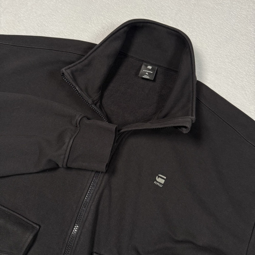 G-Star RAW Sweatshirt Mens XL Black Rovic Zip Through Loose Full Zip Pockets